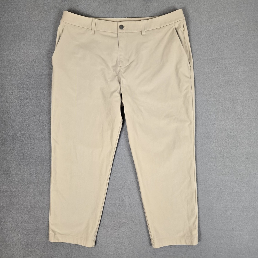 Lululemon ABC Classic Fit Warpstreme Pants 38x26 Beige Performance Chino M5AR1S